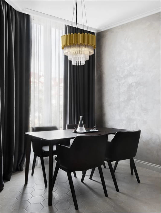 Candelabru structura din Aluminiu Auriu si abajur din Cristal Transparent H120xL39cm IP20 MAGNOLIA
