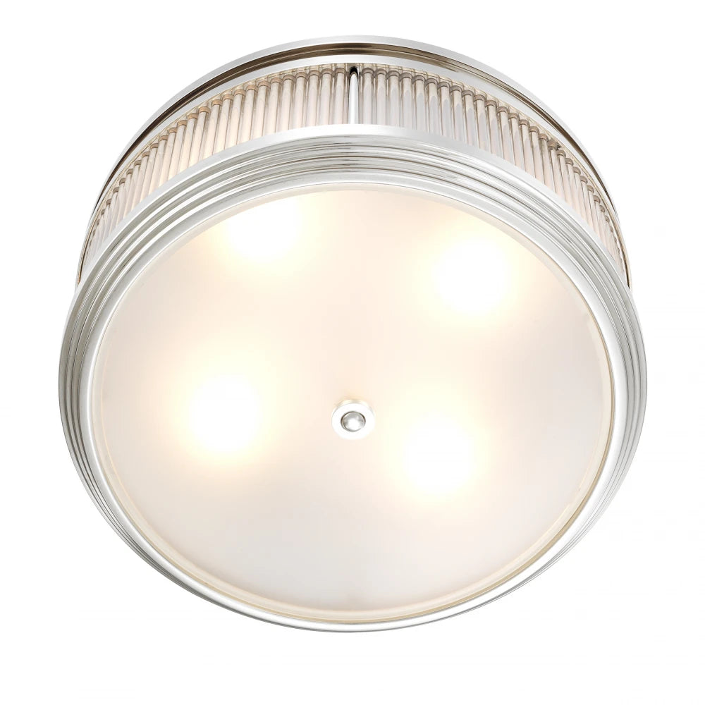 Plafoniera din Metal Argintiu si Sticla Transparent H18.5xD40.5cm Rousseau Eichholtz