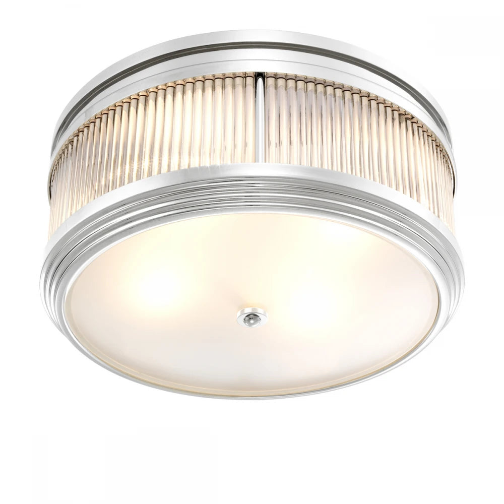 Plafoniera din Metal Argintiu si Sticla Transparent H18.5xD40.5cm Rousseau Eichholtz