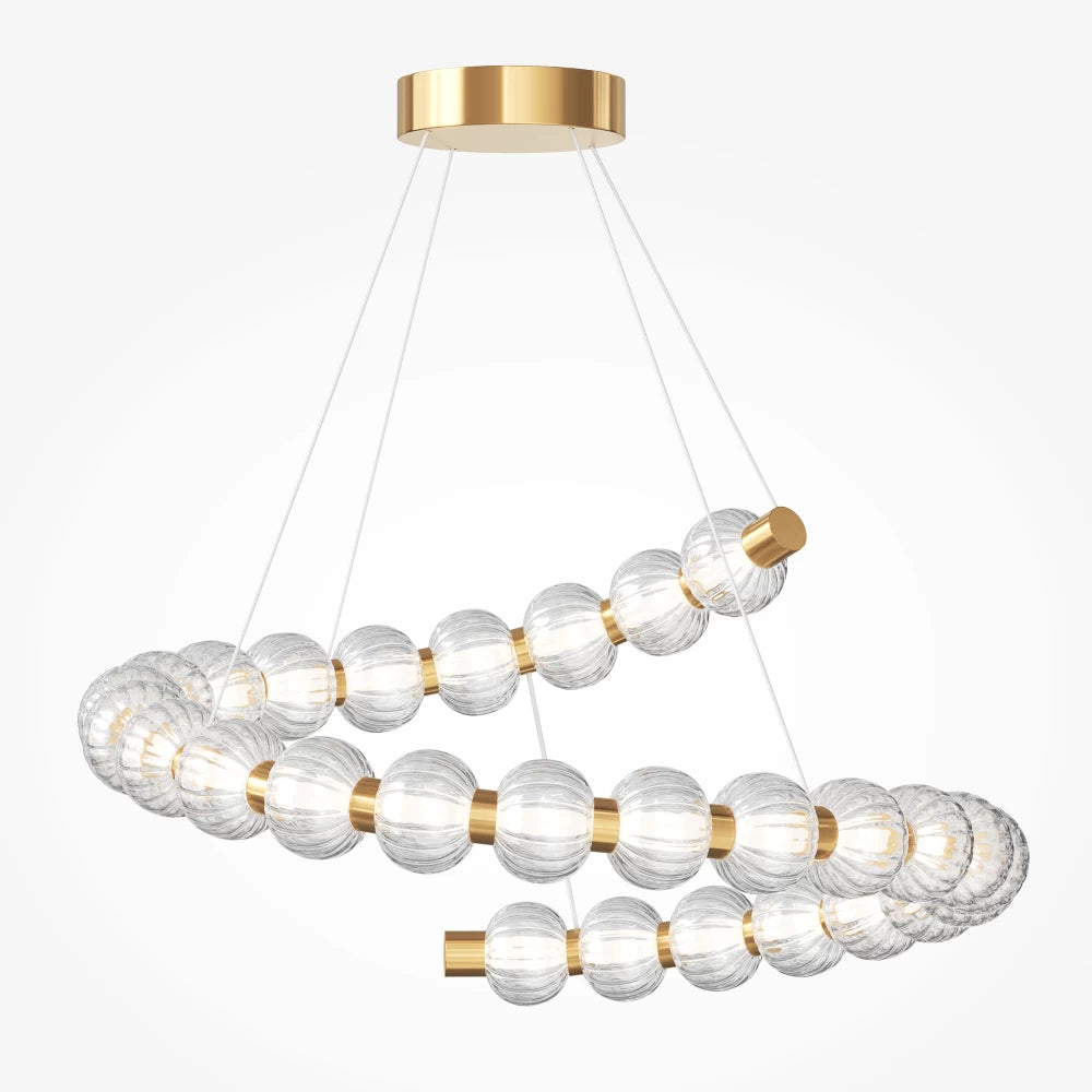 Candelabru din Metal Auriu si Sticla Transparent H341xD80cm Amulet