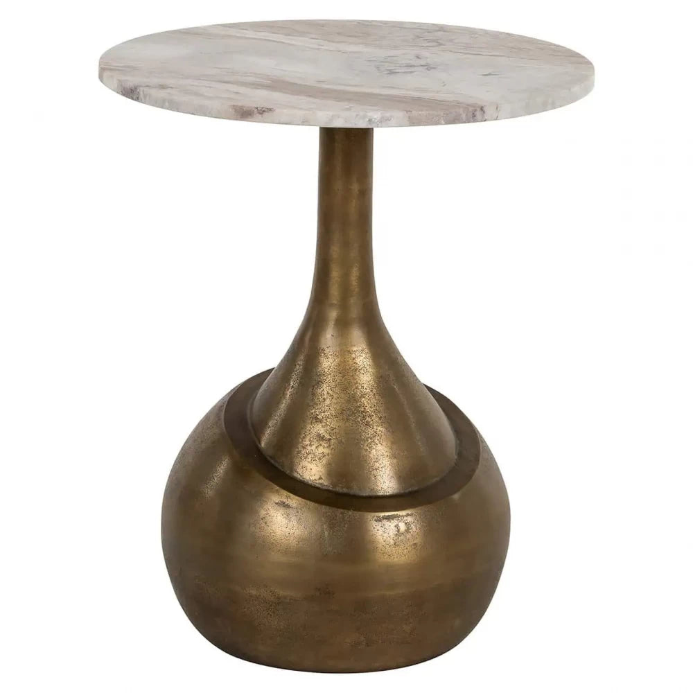 Masuta laterala din Metal Alama si Marmura Bej H54.5xD46.5cm Sia