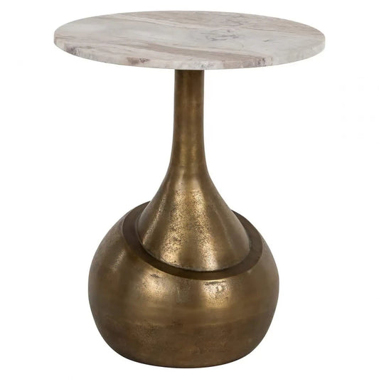 Masuta laterala din Metal Alama si Marmura Bej H54.5xD46.5cm Sia