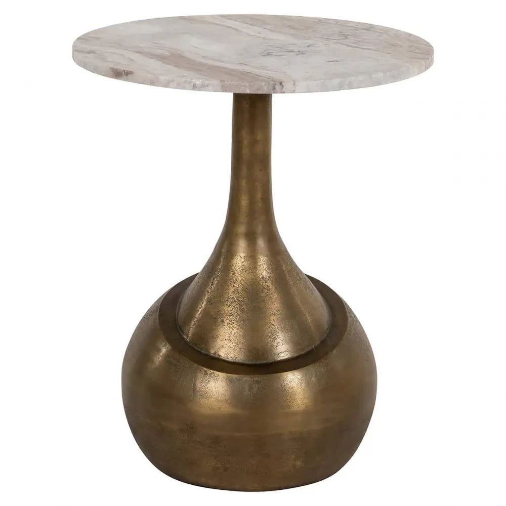 Masuta laterala din Metal Alama si Marmura Bej H54.5xD46.5cm Sia