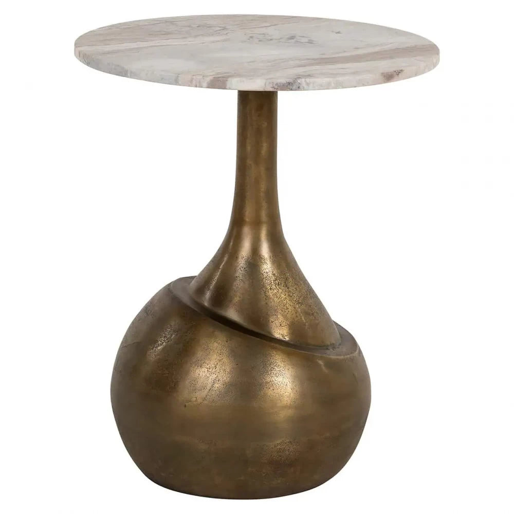 Masuta laterala din Metal Alama si Marmura Bej H54.5xD46.5cm Sia