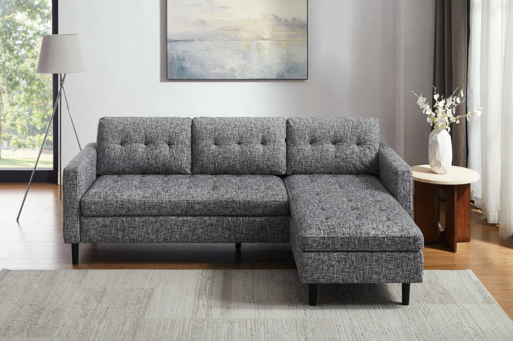 Coltar de 3 locuri tapitat cu Stofa Gri L220cm STOCKHOLM