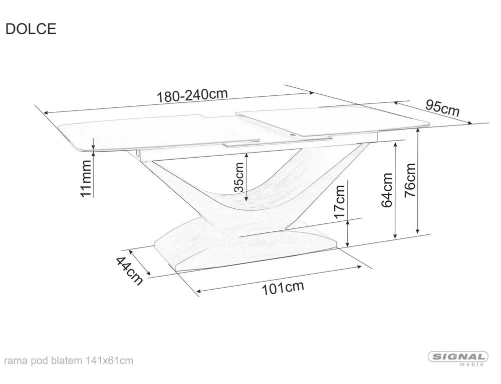 Masa extensibila din Sticla securizata+Ceramica Alb cu efect de marmura si MDF+Furnir de stejar Maro L180-240xH76cm Dolce