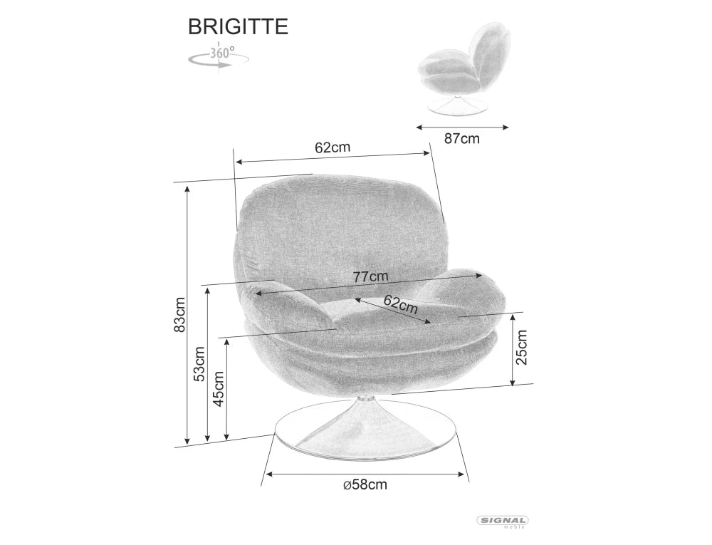 Fotoliu rotativ tapitat cu Stofa Brego Galben Curry si baza din Metal Argintiu H83xL77xA87cm Brigitte