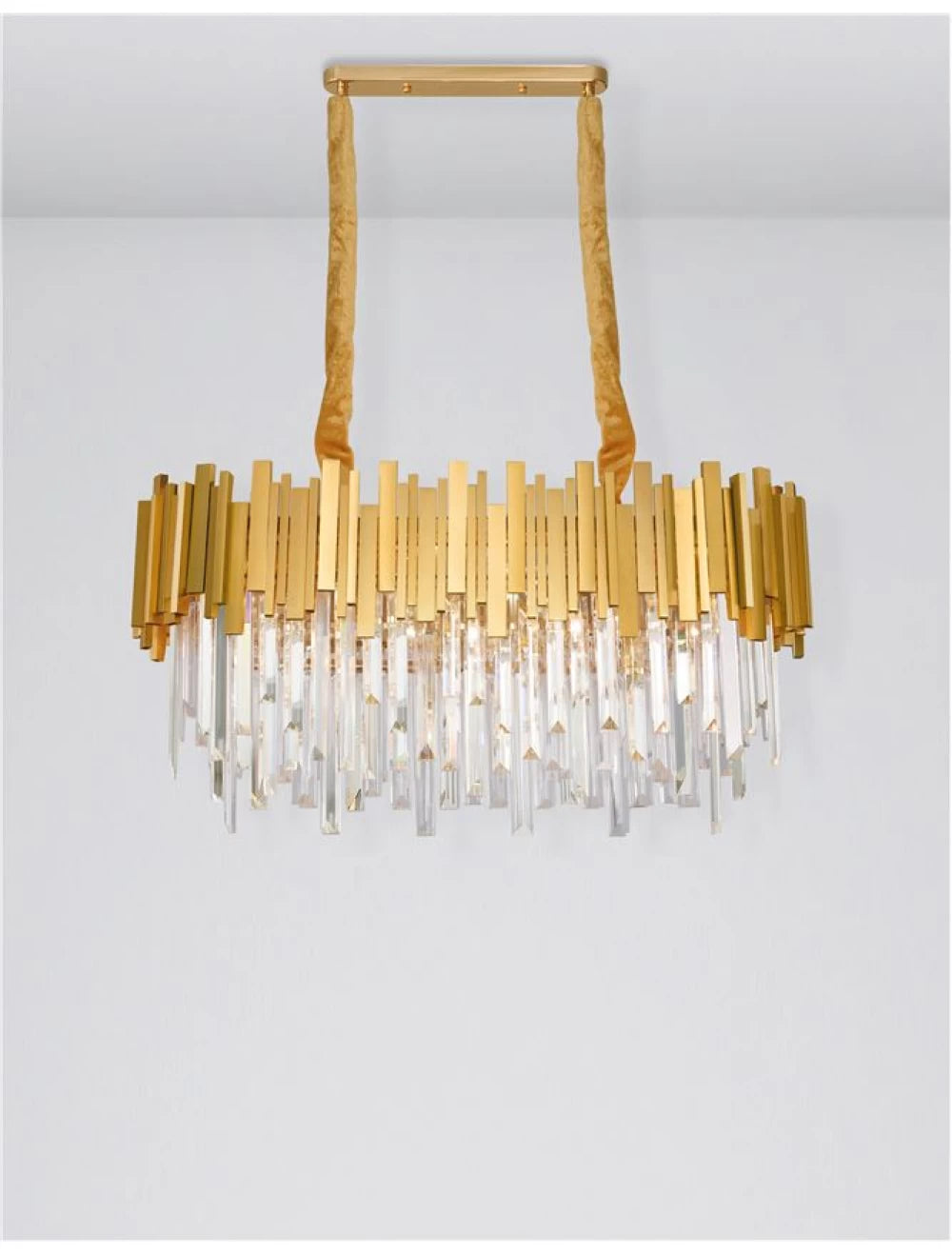 Candelabru structura din Metal Auriu si abajur din Cristal Transparent H120xL80cm IP20 GRANE