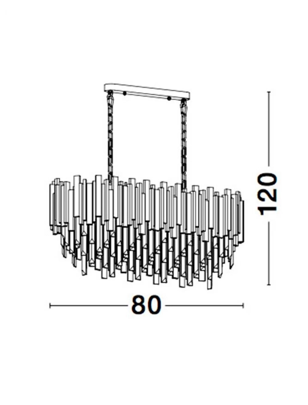 Candelabru structura din Metal Auriu si abajur din Cristal Transparent H120xL80cm IP20 GRANE