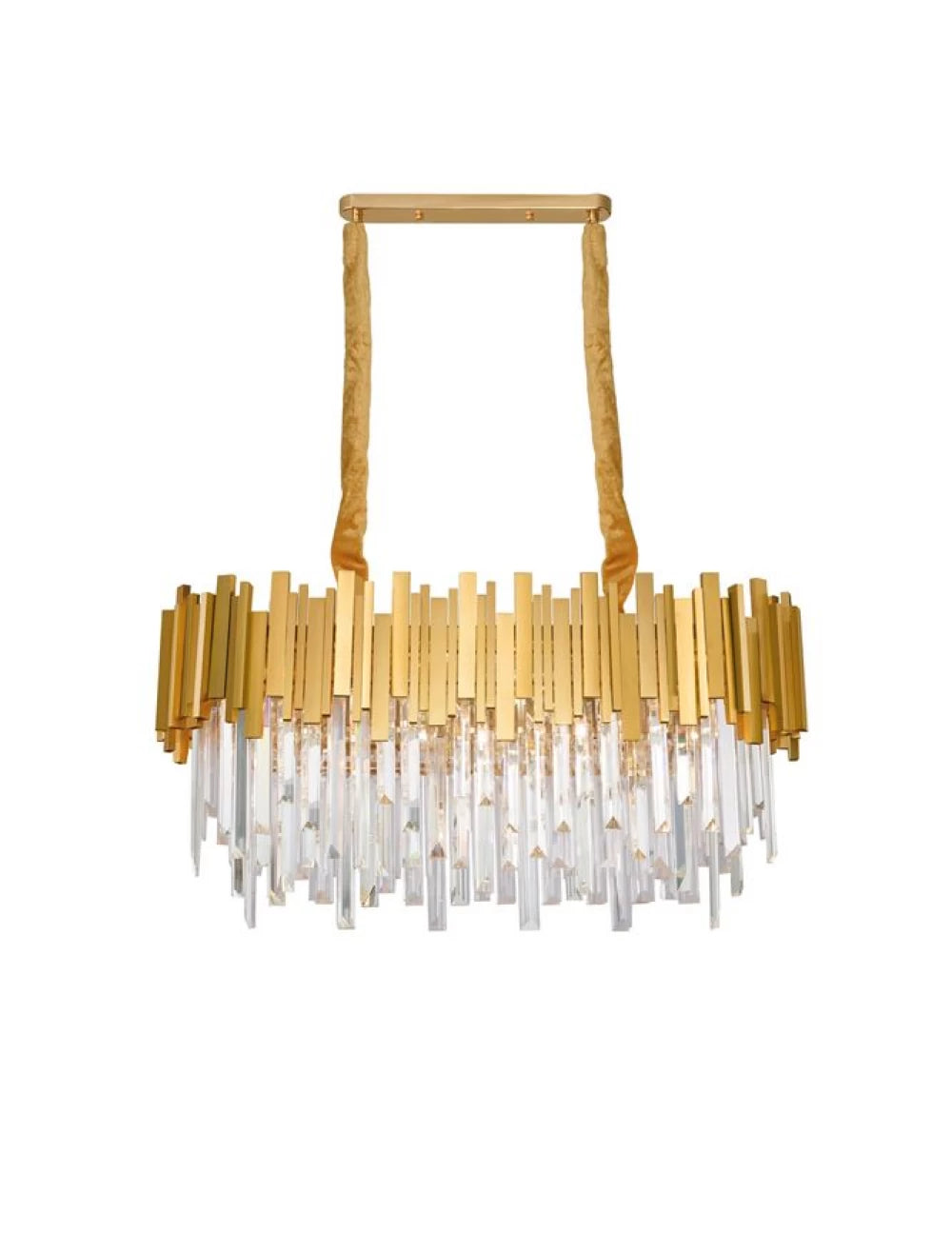 Candelabru structura din Metal Auriu si abajur din Cristal Transparent H120xL80cm IP20 GRANE