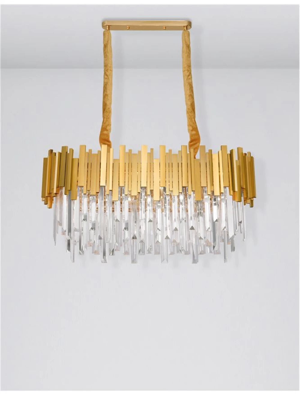 Candelabru structura din Metal Auriu si abajur din Cristal Transparent H120xL80cm IP20 GRANE