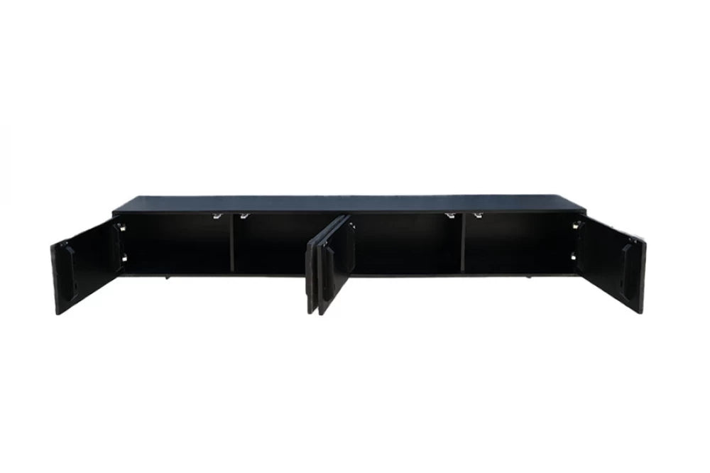 Comoda TV suspendata din Lemn de salcam Negru L200xH29cm MOUNTAIN SOUL