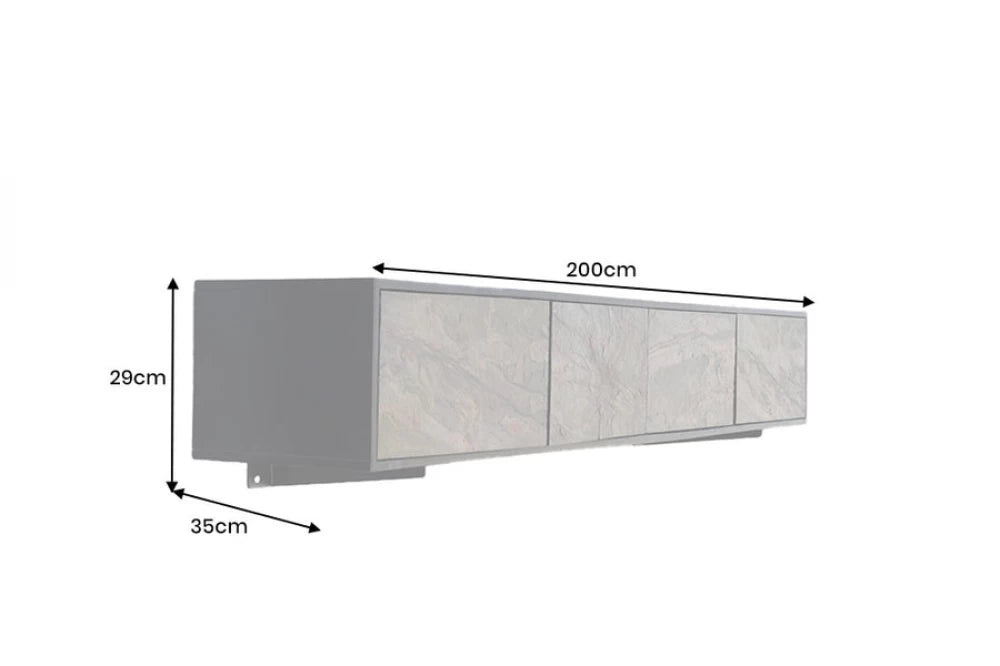 Comoda TV suspendata din Lemn de salcam Negru L200xH29cm MOUNTAIN SOUL