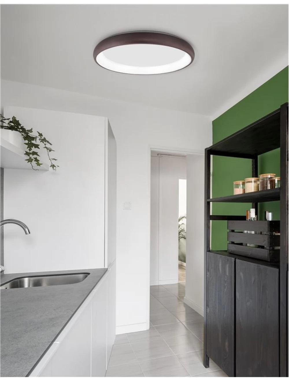 Plafoniera structura din Aluminiu Maro si abajur din Acrilic Alb H8.5xL61cm IP20 50W 2876lm 3000k ALBI