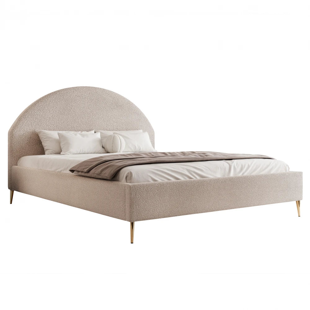 Pat 180 x 200 tapitat cu Stofa boucle Quelle Bej inchis Alora