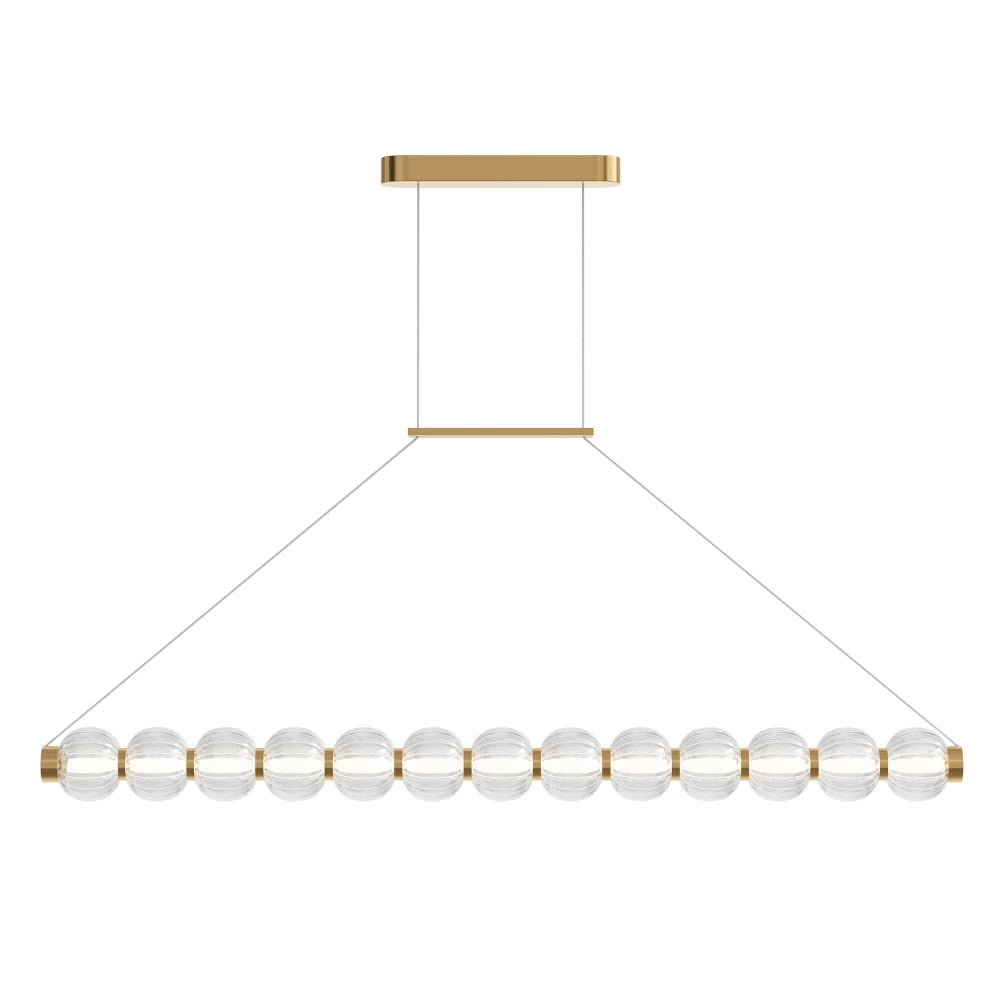 Lustra din Metal Auriu si Sticla Transparent H312.2xL110cm Amulet
