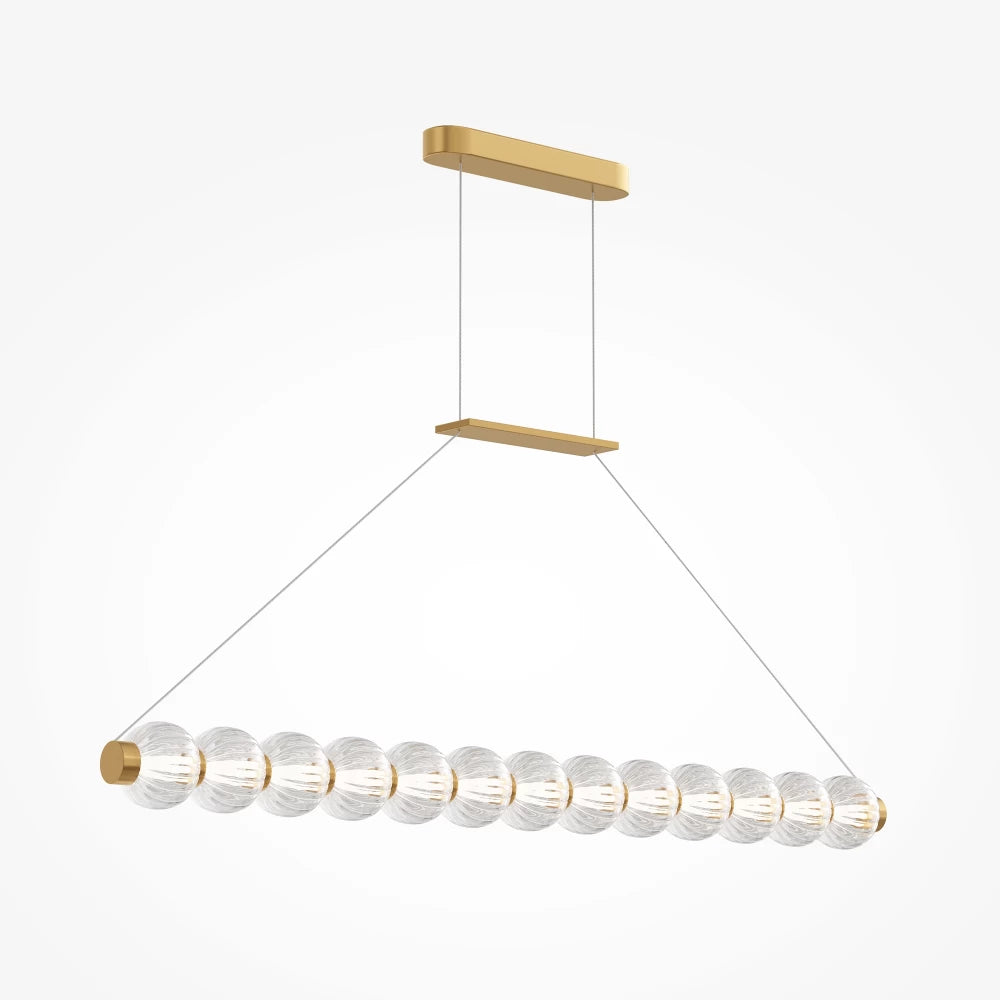 Lustra din Metal Auriu si Sticla Transparent H312.2xL110cm Amulet