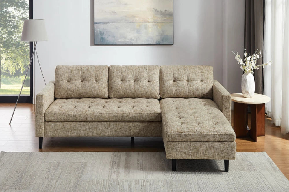 Coltar de 3 locuri tapitat cu Stofa Bej L220cm STOCKHOLM