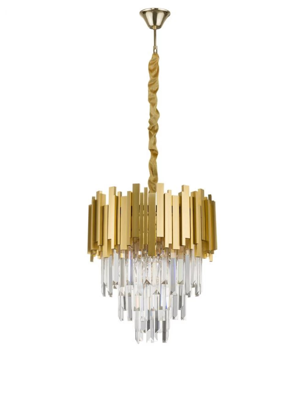 Candelabru structura din Metal Auriu si abajur din Cristal Transparent H120xL40cm IP20 GRANE