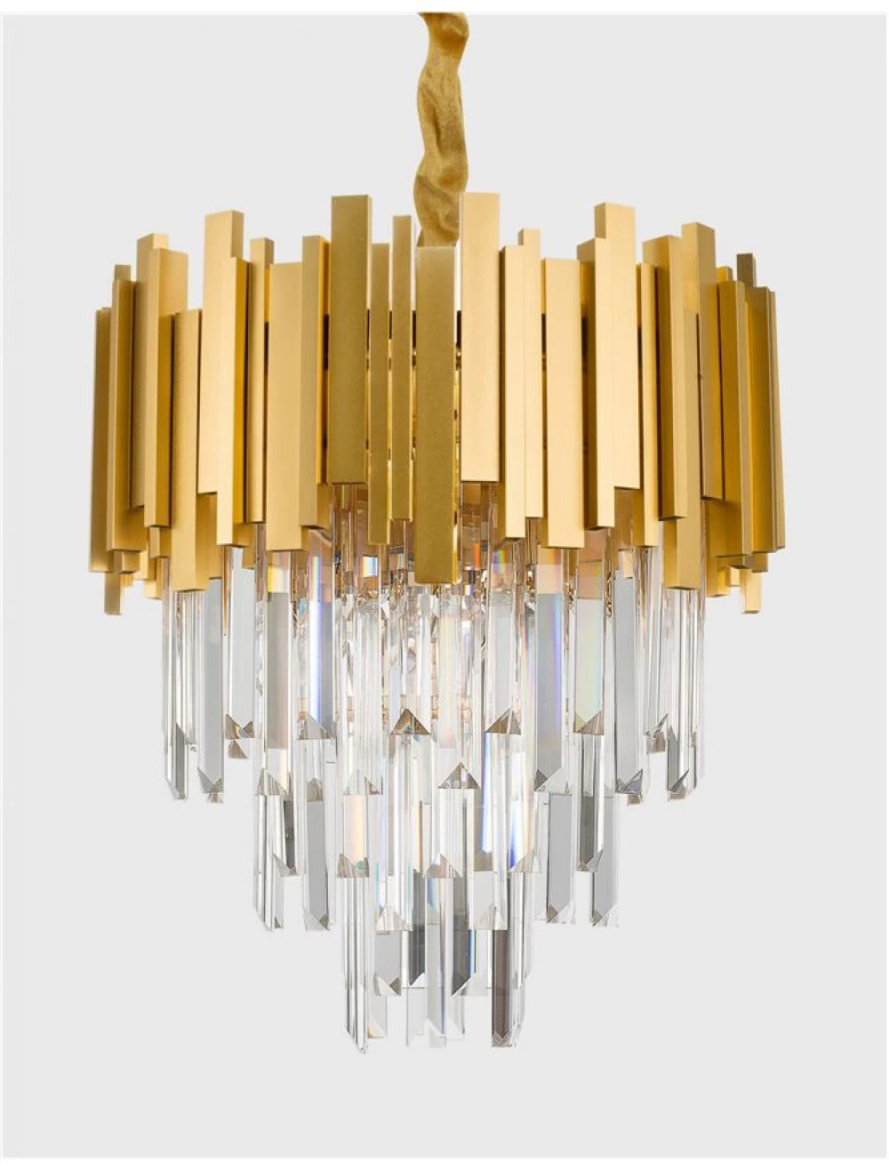 Candelabru structura din Metal Auriu si abajur din Cristal Transparent H120xL40cm IP20 GRANE