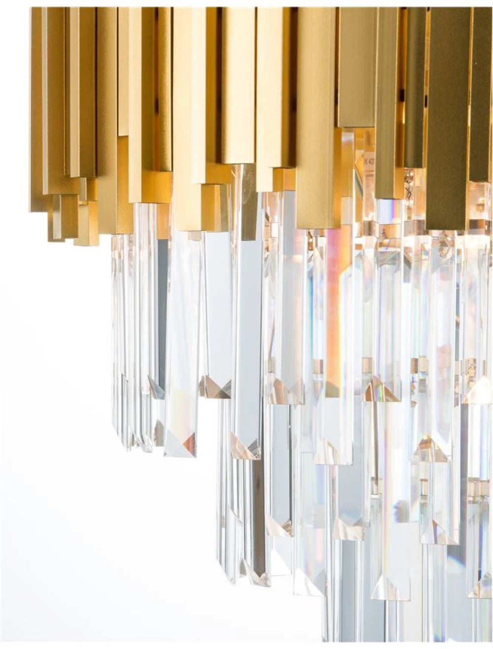 Candelabru structura din Metal Auriu si abajur din Cristal Transparent H120xL40cm IP20 GRANE