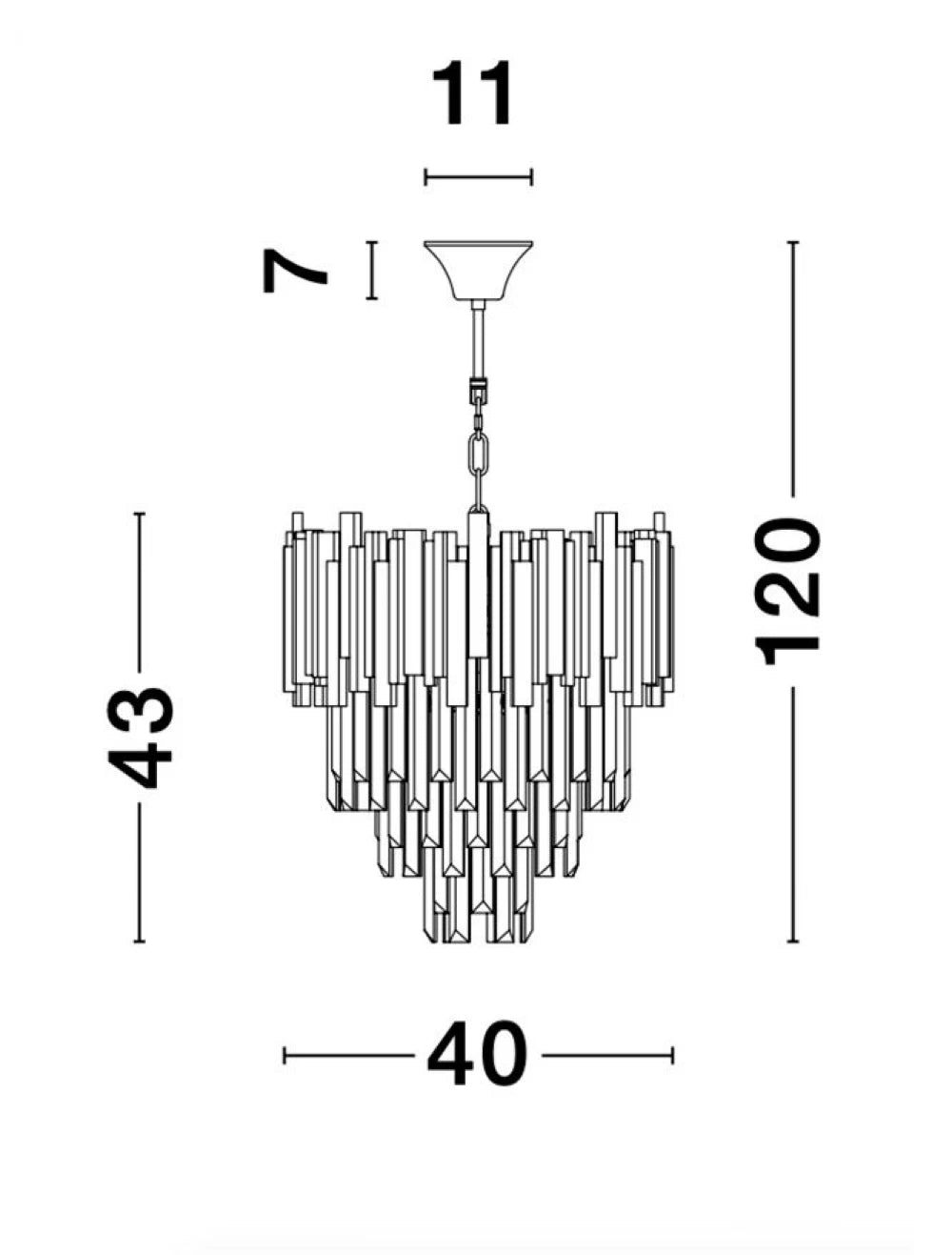 Candelabru structura din Metal Auriu si abajur din Cristal Transparent H120xL40cm IP20 GRANE
