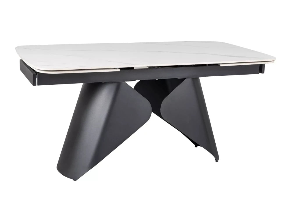 Masa extensibila din Ceramica Alb cu efect de marmura si Metal Negru L160-240xH75cm Armando