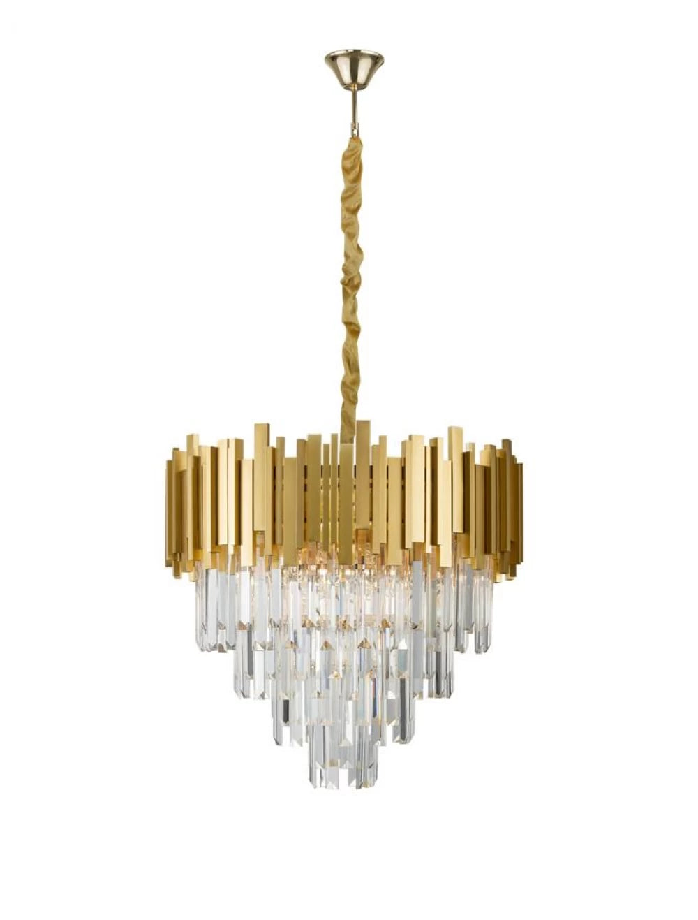 Candelabru structura din Metal Auriu si abajur din Cristal Transparent H120xL55cm IP20 GRANE