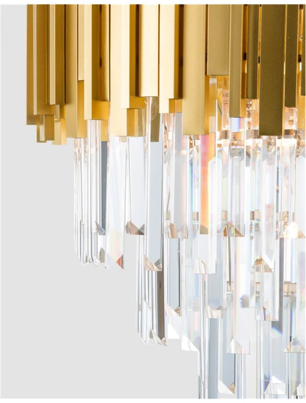 Candelabru structura din Metal Auriu si abajur din Cristal Transparent H120xL55cm IP20 GRANE