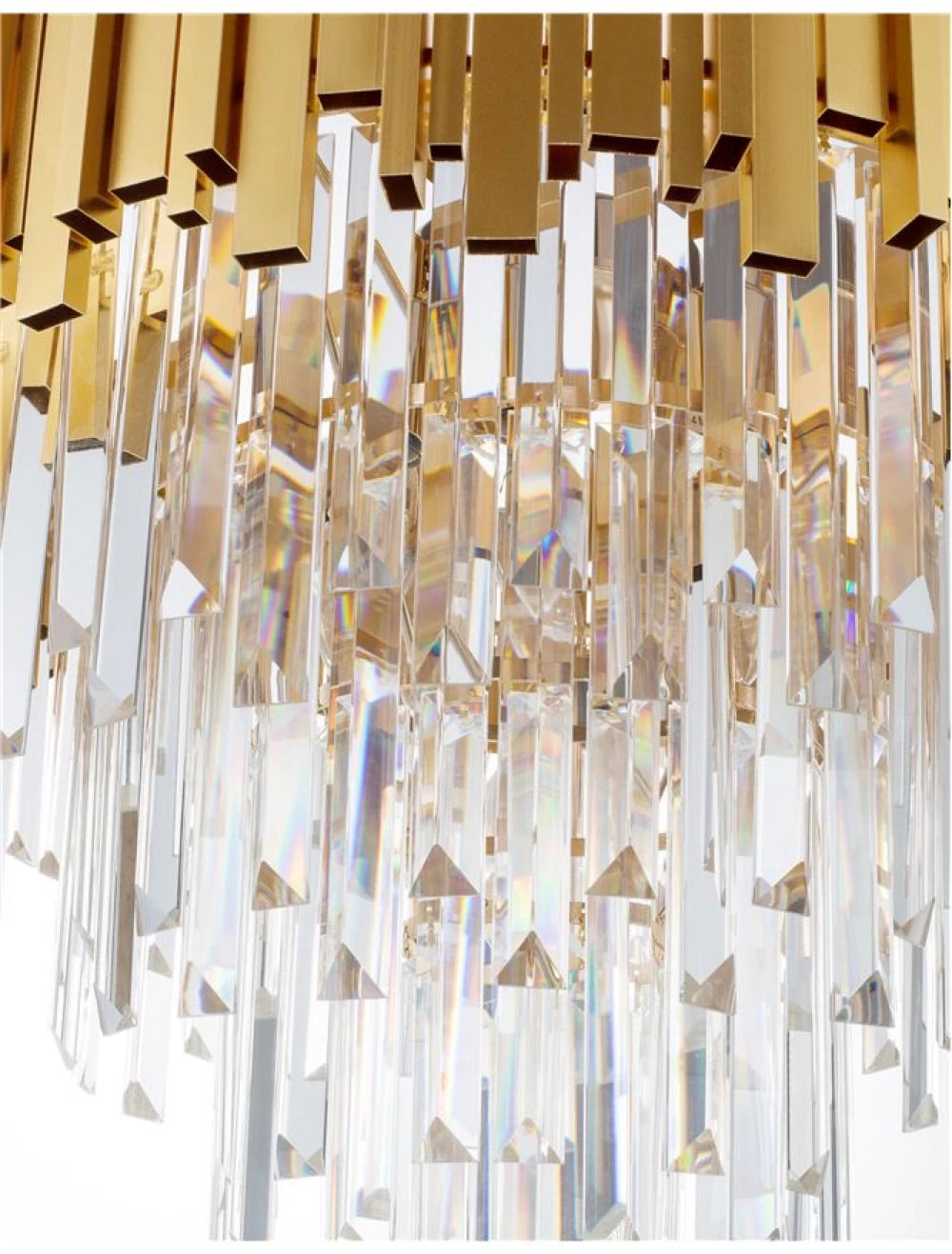 Candelabru structura din Metal Auriu si abajur din Cristal Transparent H120xL55cm IP20 GRANE