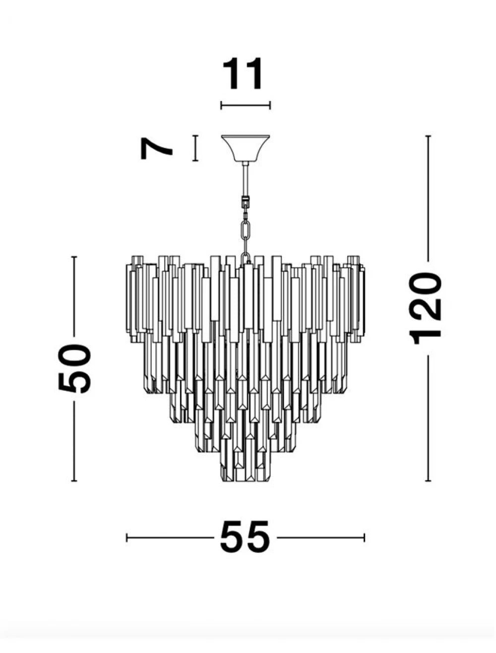 Candelabru structura din Metal Auriu si abajur din Cristal Transparent H120xL55cm IP20 GRANE