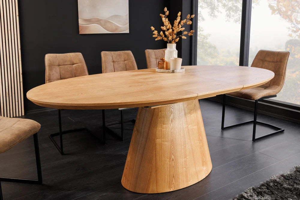 Masa extensibila din Furnir de stejar Maro si MDF Maro L160-200xH76cm UNIQUE