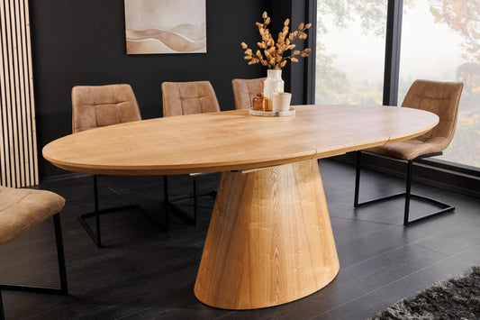 Masa extensibila din Furnir de stejar Maro si MDF Maro L160-200xH76cm UNIQUE