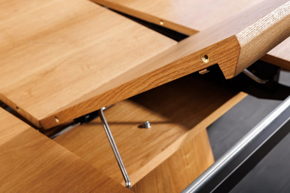 Masa extensibila din Furnir de stejar Maro si MDF Maro L160-200xH76cm UNIQUE