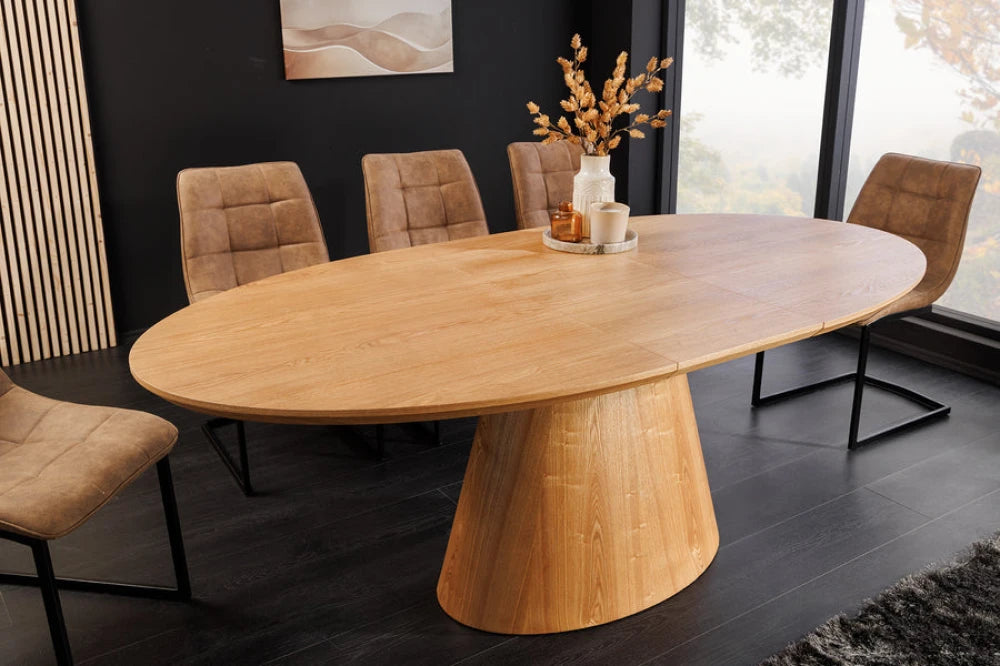 Masa extensibila din Furnir de stejar Maro si MDF Maro L160-200xH76cm UNIQUE