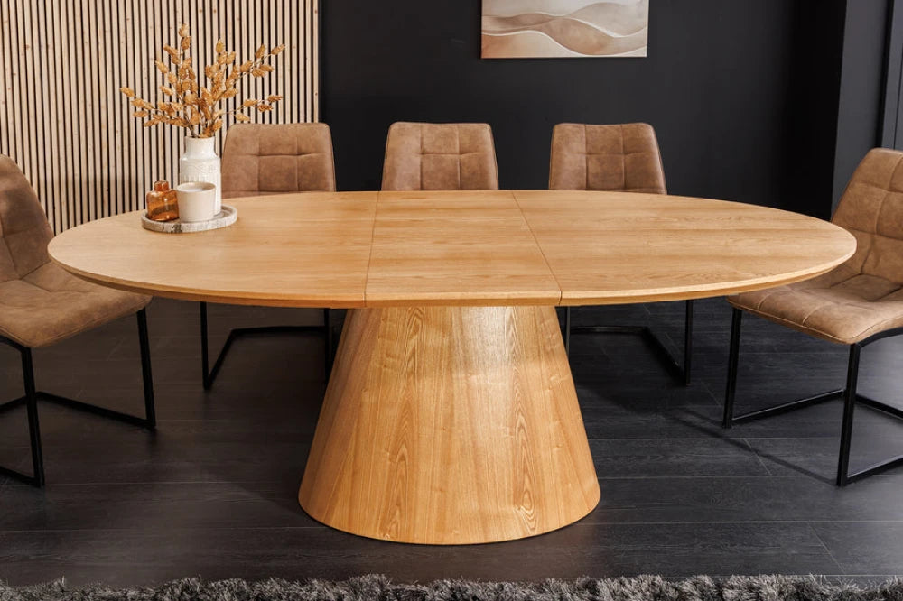 Masa extensibila din Furnir de stejar Maro si MDF Maro L160-200xH76cm UNIQUE