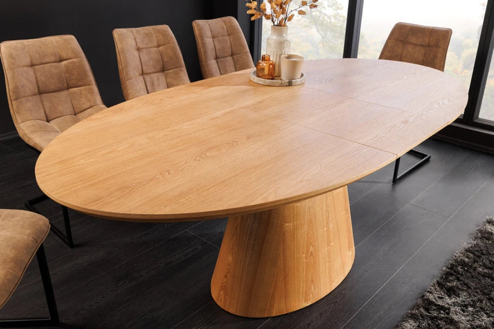 Masa extensibila din Furnir de stejar Maro si MDF Maro L160-200xH76cm UNIQUE