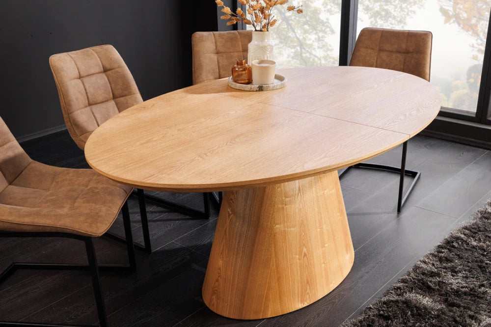 Masa extensibila din Furnir de stejar Maro si MDF Maro L160-200xH76cm UNIQUE