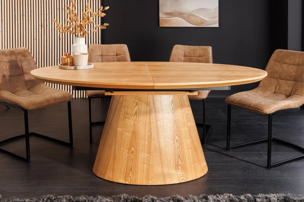 Masa extensibila din Furnir de stejar Maro si MDF Maro L160-200xH76cm UNIQUE