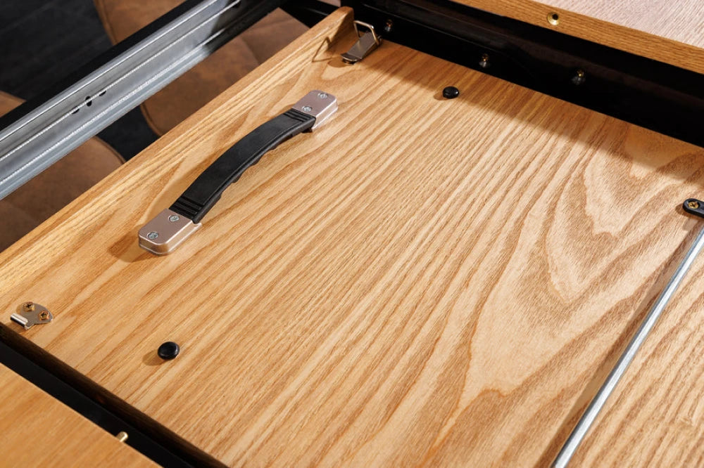 Masa extensibila din Furnir de stejar Maro si MDF Maro L160-200xH76cm UNIQUE