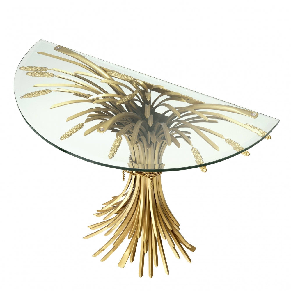 Consola din Sticla securizata si Metal transparent/Auriu BONHEUR L90xH76cm