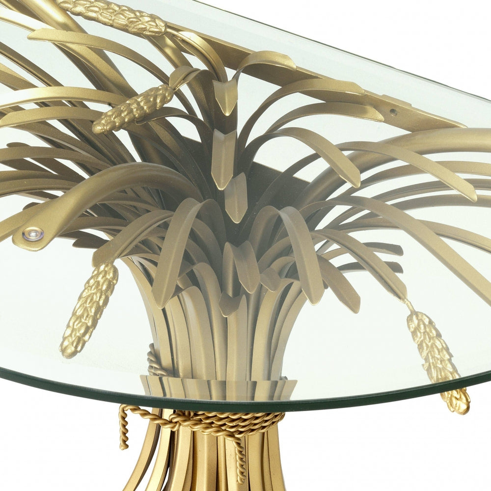 Consola din Sticla securizata si Metal transparent/Auriu BONHEUR L90xH76cm