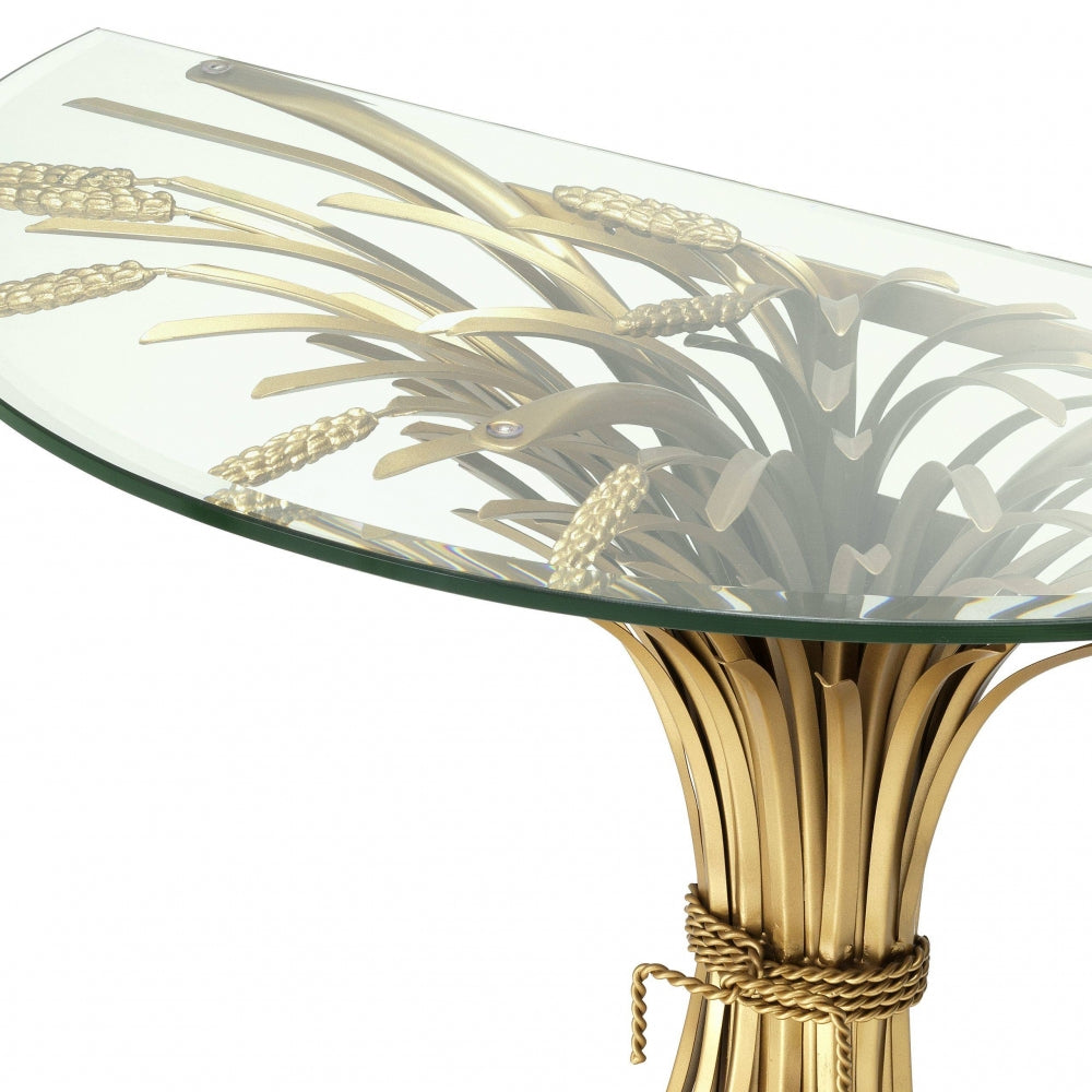 Consola din Sticla securizata si Metal transparent/Auriu BONHEUR L90xH76cm