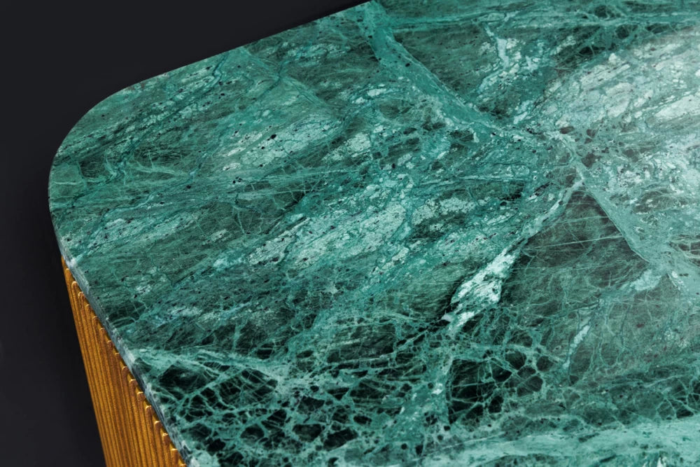 Comoda TV din Marmura Verde si Lemn de mango/Metal Alama/Negru L160xH50cm VENEZIANO