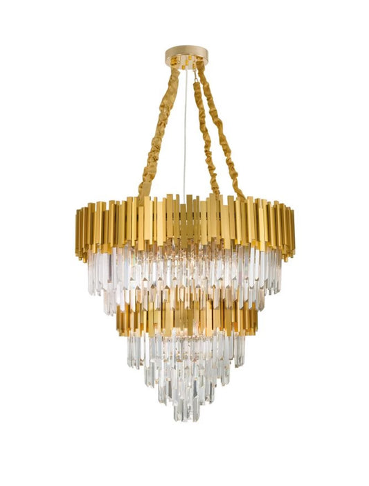 Candelabru structura din Metal Auriu si abajur din Cristal Transparent H120xL85cm IP20 GRANE