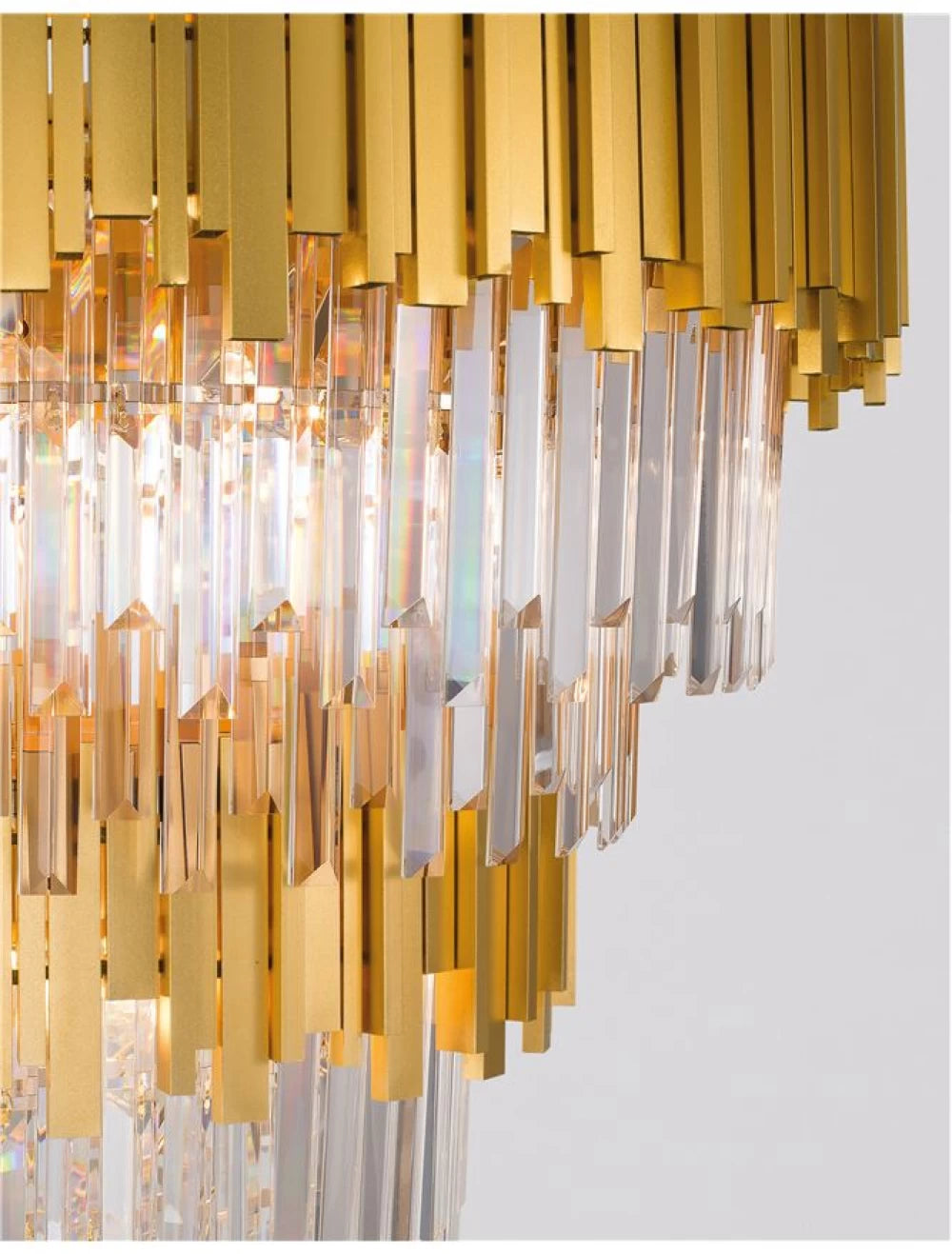 Candelabru structura din Metal Auriu si abajur din Cristal Transparent H120xL85cm IP20 GRANE
