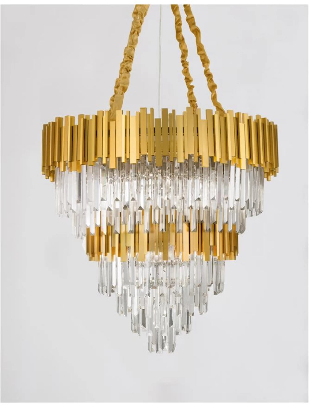 Candelabru structura din Metal Auriu si abajur din Cristal Transparent H120xL85cm IP20 GRANE