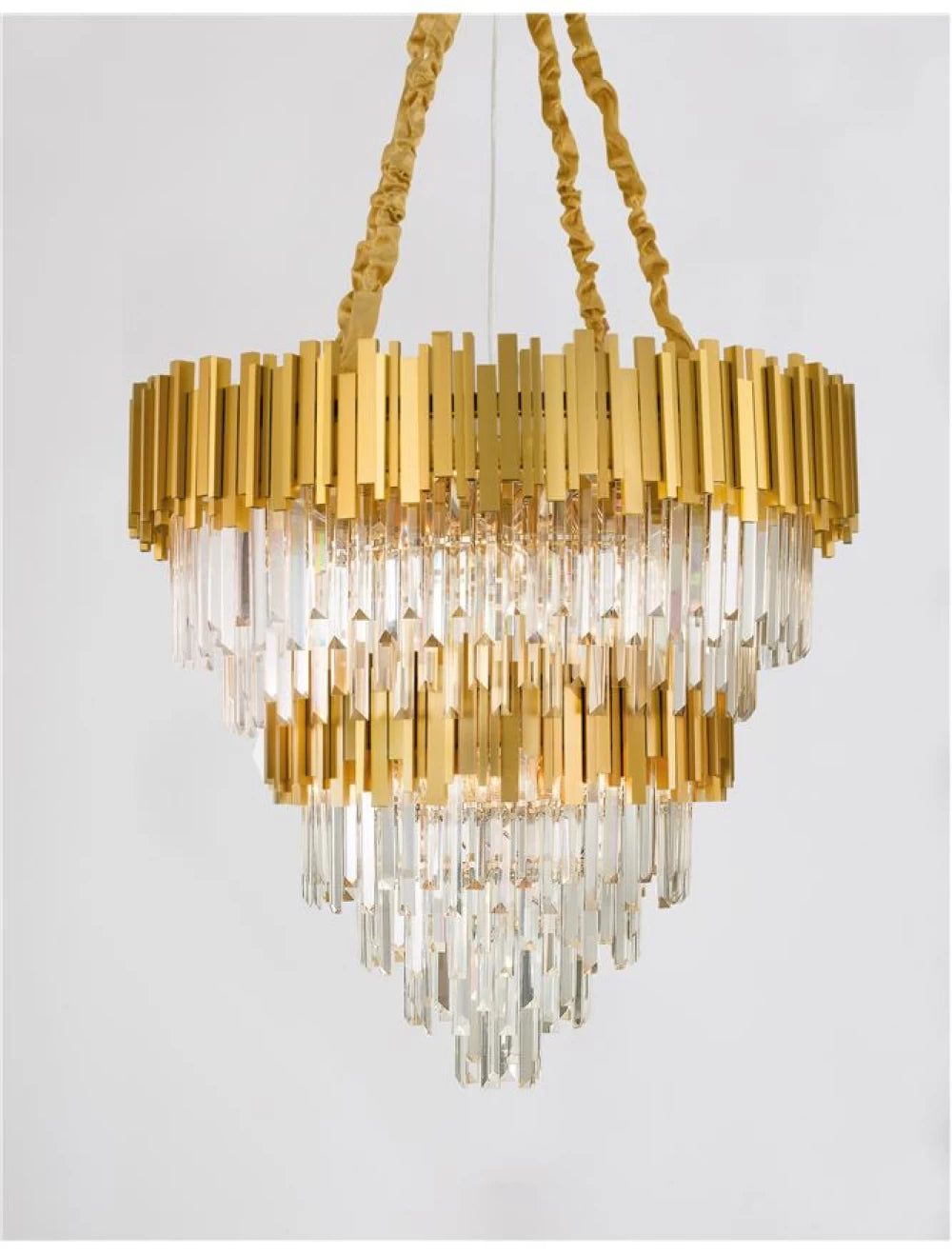 Candelabru structura din Metal Auriu si abajur din Cristal Transparent H120xL85cm IP20 GRANE