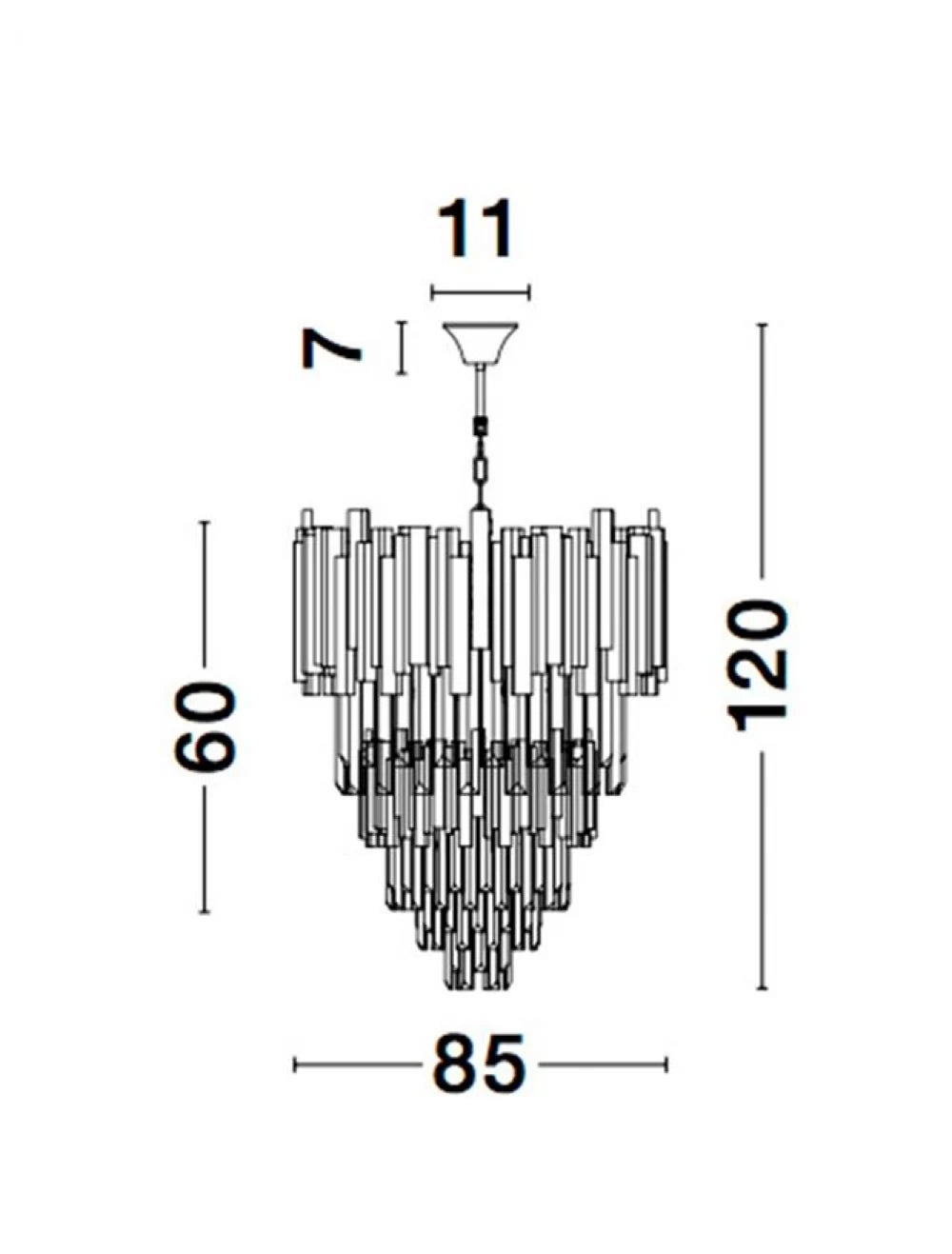 Candelabru structura din Metal Auriu si abajur din Cristal Transparent H120xL85cm IP20 GRANE