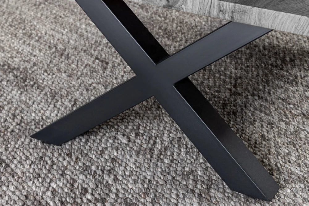 Masuta de cafea din MDF Gri si Metal Negru L90xH39cm WILD
